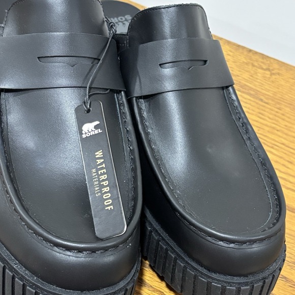 Sorel Ona Ave Loafer Leather Shoes for‎ Women Size 12 Black Slide New FLAW READ - Picture 6 of 10